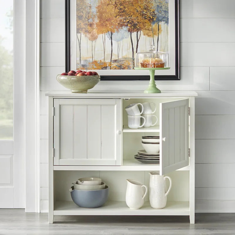 Credenza a 2 ante stile rustico con ripiani interni