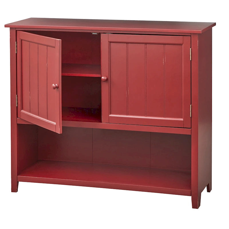 Credenza a 2 ante stile rustico con ripiani interni