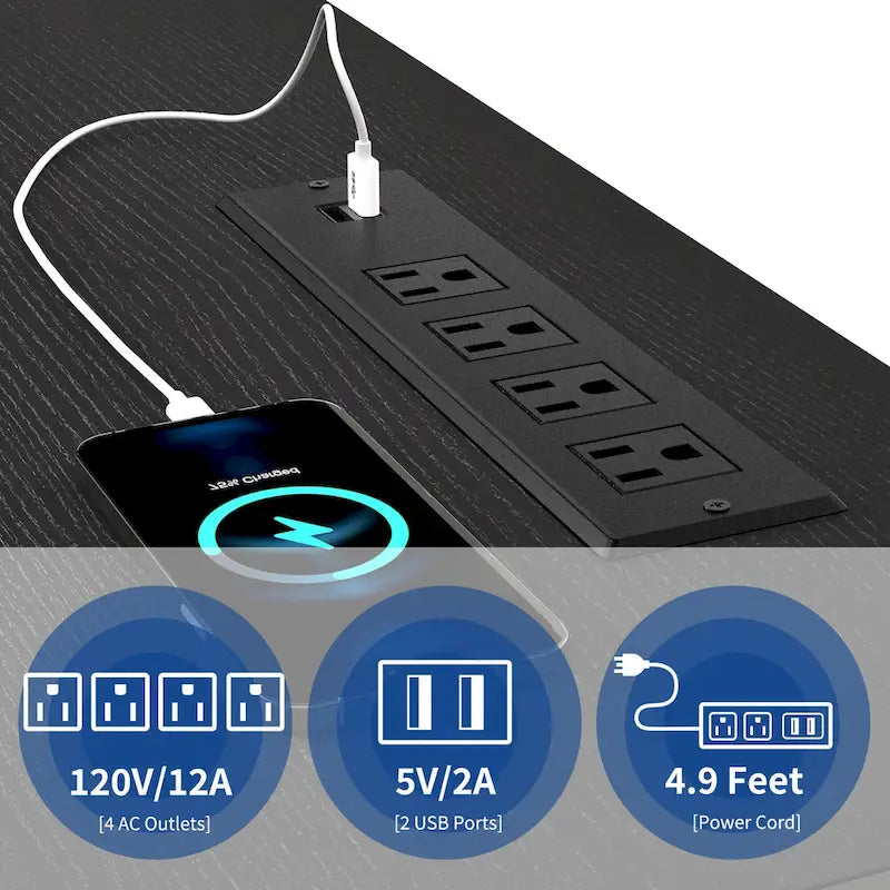 Mobile TV industriale in legno con luce a LED con ripiani aperti Prese di corrente Telecomando Bluetooth