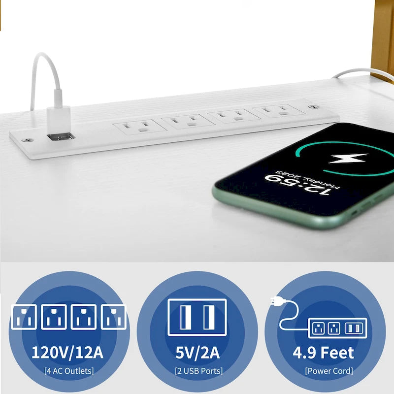 Mobile TV industriale in legno con luce a LED con ripiani aperti Prese di corrente Telecomando Bluetooth