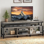 Mobile TV industriale in legno con luce a LED con ripiani aperti Prese di corrente Telecomando Bluetooth