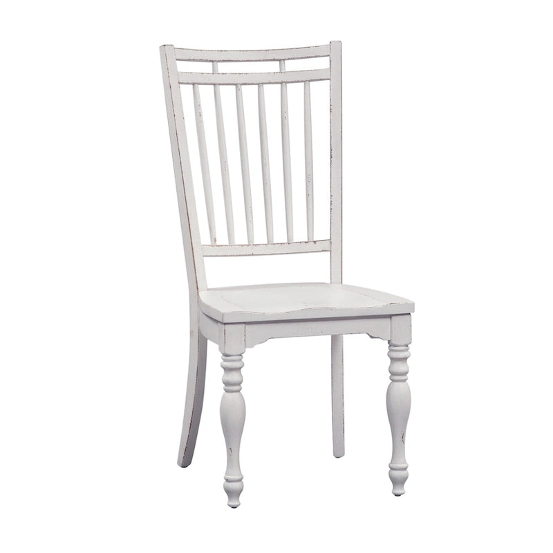 Set da pranzo 7 pezzi bianco antico con tavolo a gambe e 6 sedie