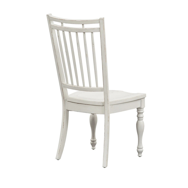 Set da pranzo 7 pezzi bianco antico con tavolo a gambe e 6 sedie