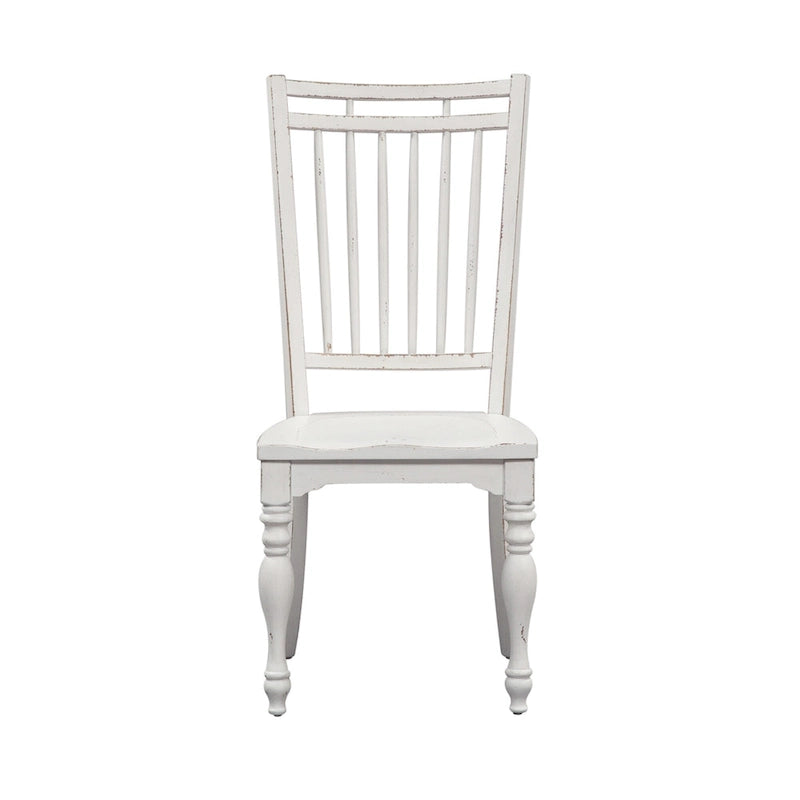 Set da pranzo 7 pezzi bianco antico con tavolo a gambe e 6 sedie