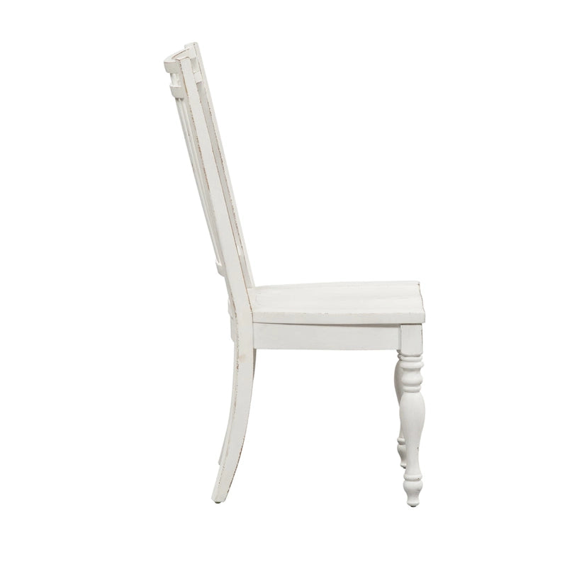 Set da pranzo 7 pezzi bianco antico con tavolo a gambe e 6 sedie