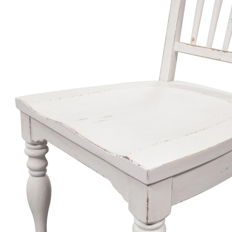 Set da pranzo 7 pezzi bianco antico con tavolo a gambe e 6 sedie