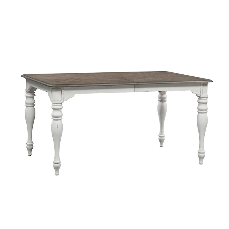 Set da pranzo 7 pezzi bianco antico con tavolo a gambe e 6 sedie