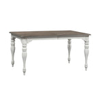 Set da pranzo 7 pezzi bianco antico con tavolo a gambe e 6 sedie