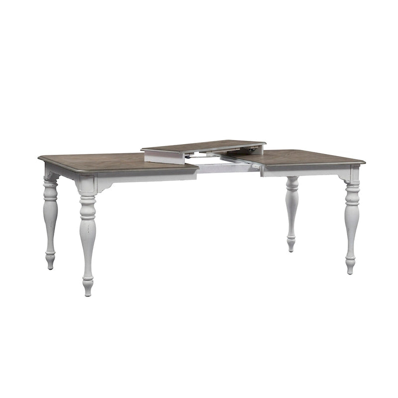 Set da pranzo 7 pezzi bianco antico con tavolo a gambe e 6 sedie