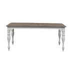 Set da pranzo 7 pezzi bianco antico con tavolo a gambe e 6 sedie