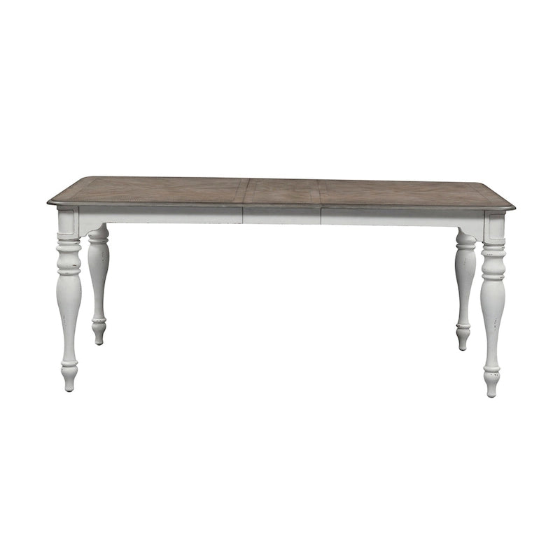 Set da pranzo 7 pezzi bianco antico con tavolo a gambe e 6 sedie
