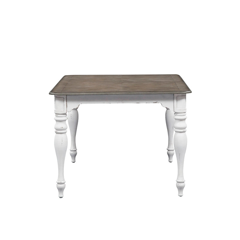 Set da pranzo 7 pezzi bianco antico con tavolo a gambe e 6 sedie