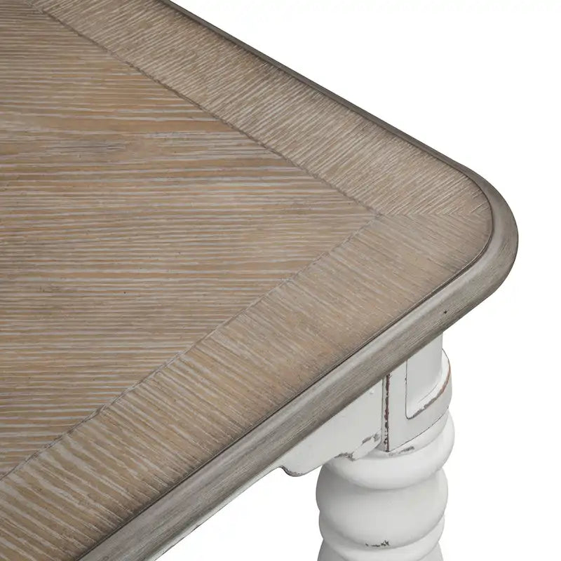Set da pranzo 7 pezzi bianco antico con tavolo a gambe e 6 sedie