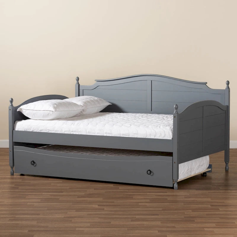 Letto singolo a capanna in stile rustico con rotelle estraibili