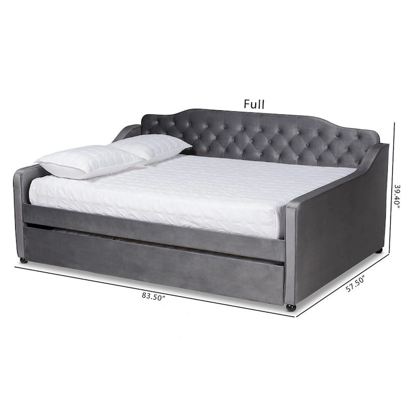 Divano letto moderno trapuntato in velluto con letto estraibile