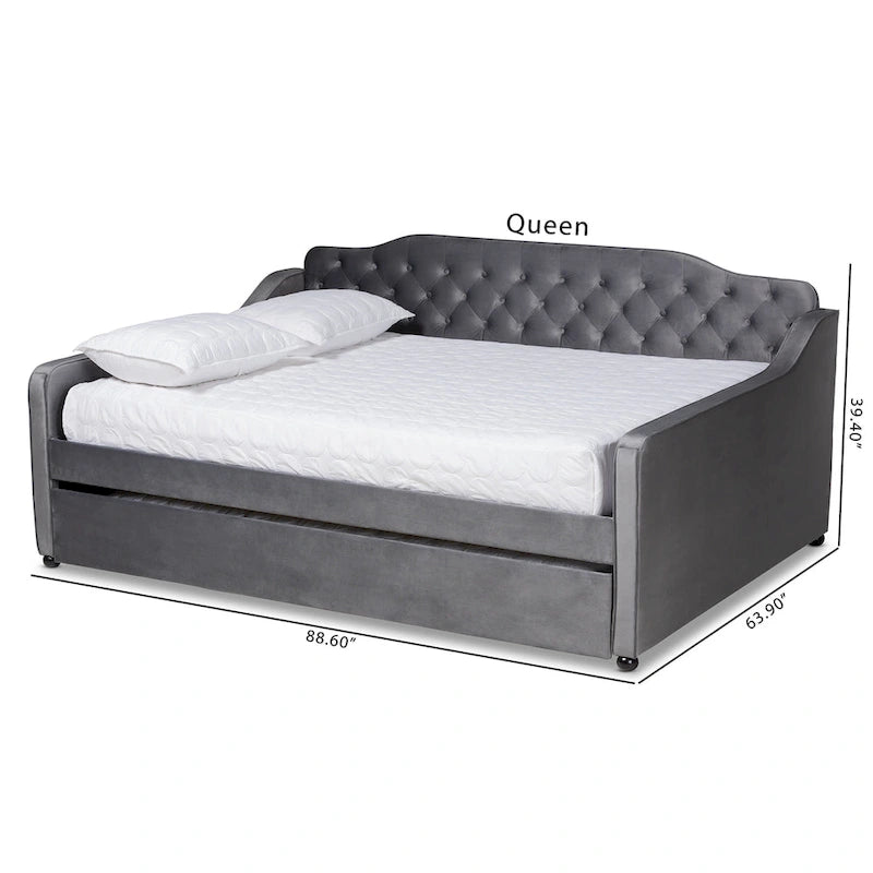 Divano letto moderno trapuntato in velluto con letto estraibile