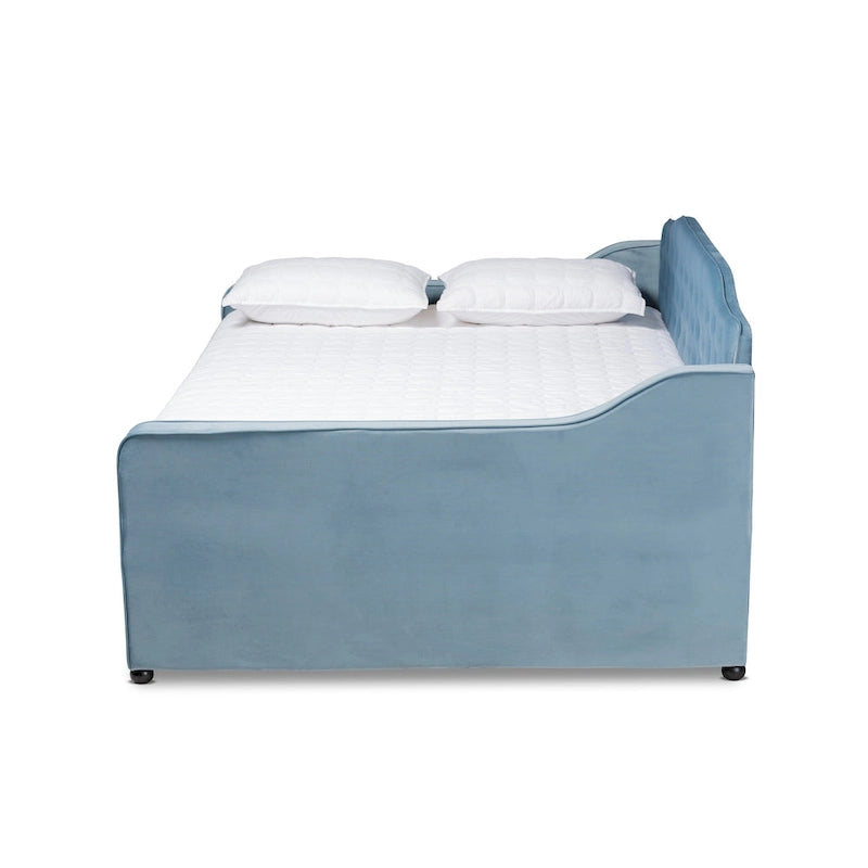 Divano letto moderno trapuntato in velluto con letto estraibile
