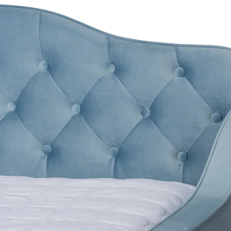 Divano letto moderno trapuntato in velluto con letto estraibile