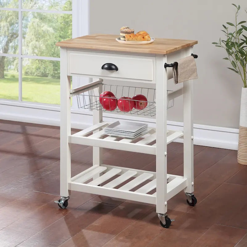 Carrello da Cucina con Ripiani e Cassetto