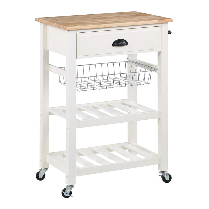 Carrello da Cucina con Ripiani e Cassetto