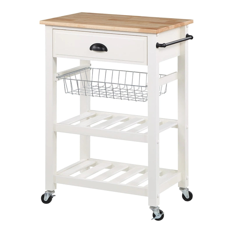 Carrello da Cucina con Ripiani e Cassetto