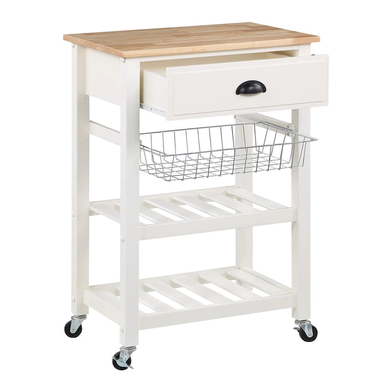 Carrello da Cucina con Ripiani e Cassetto