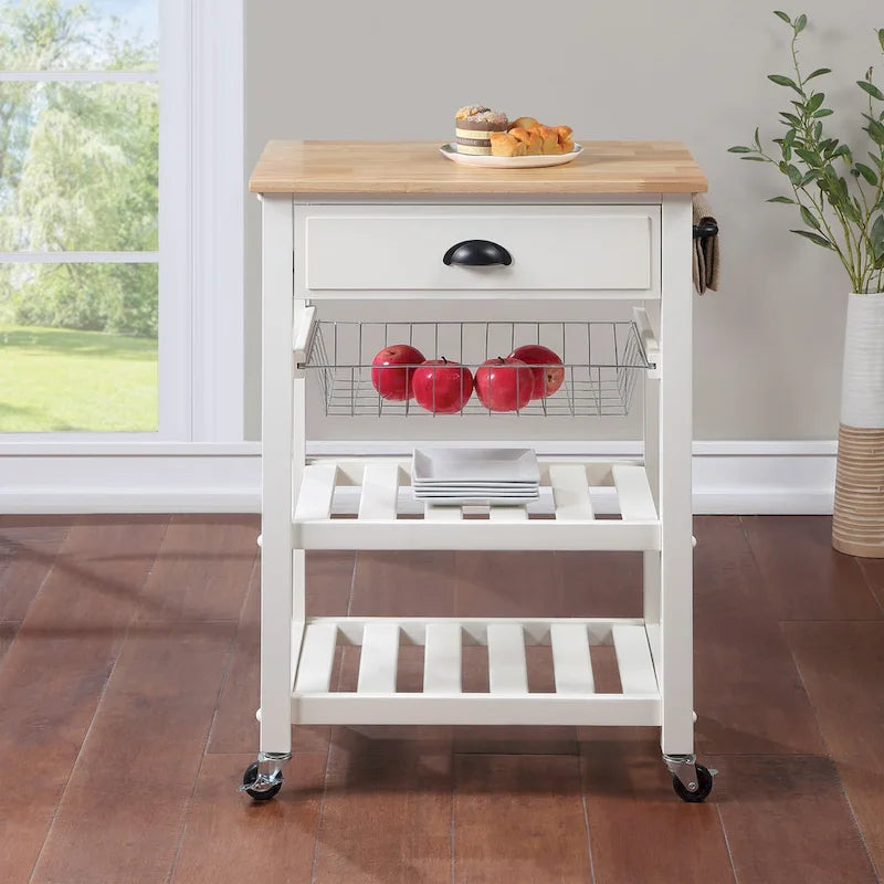 Carrello da Cucina con Ripiani e Cassetto