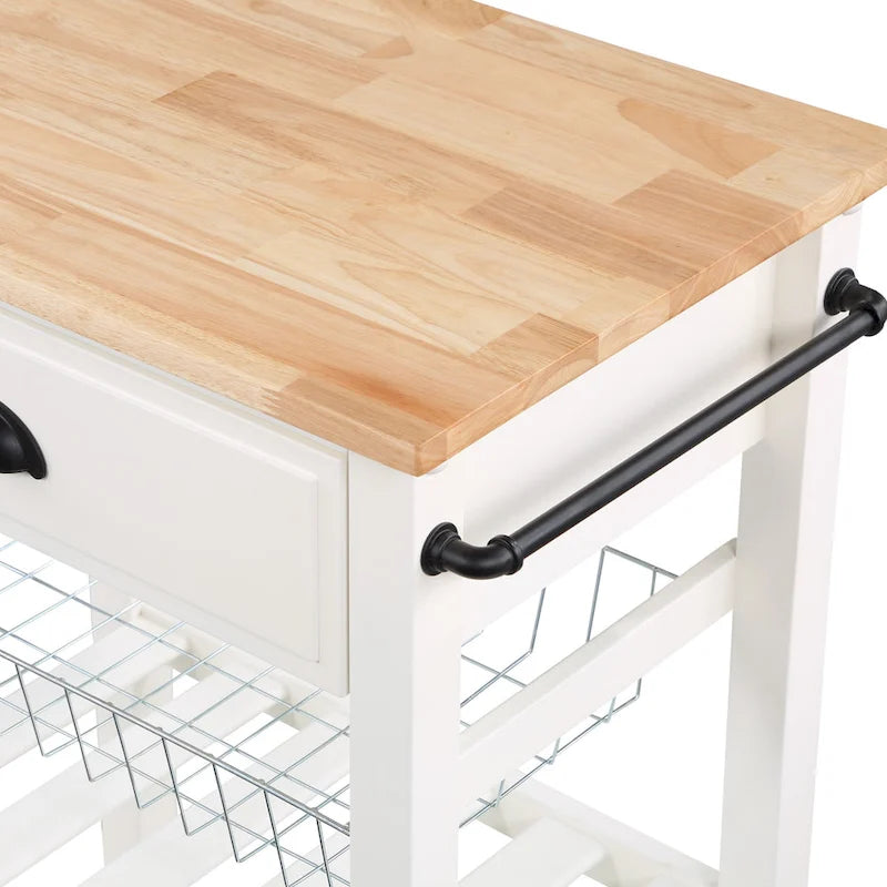 Carrello da Cucina con Ripiani e Cassetto
