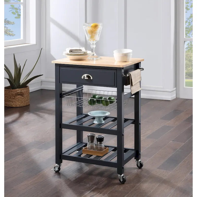 Carrello da Cucina con Ripiani e Cassetto