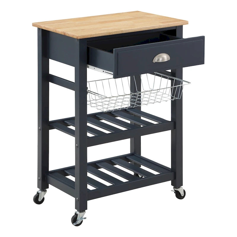 Carrello da Cucina con Ripiani e Cassetto