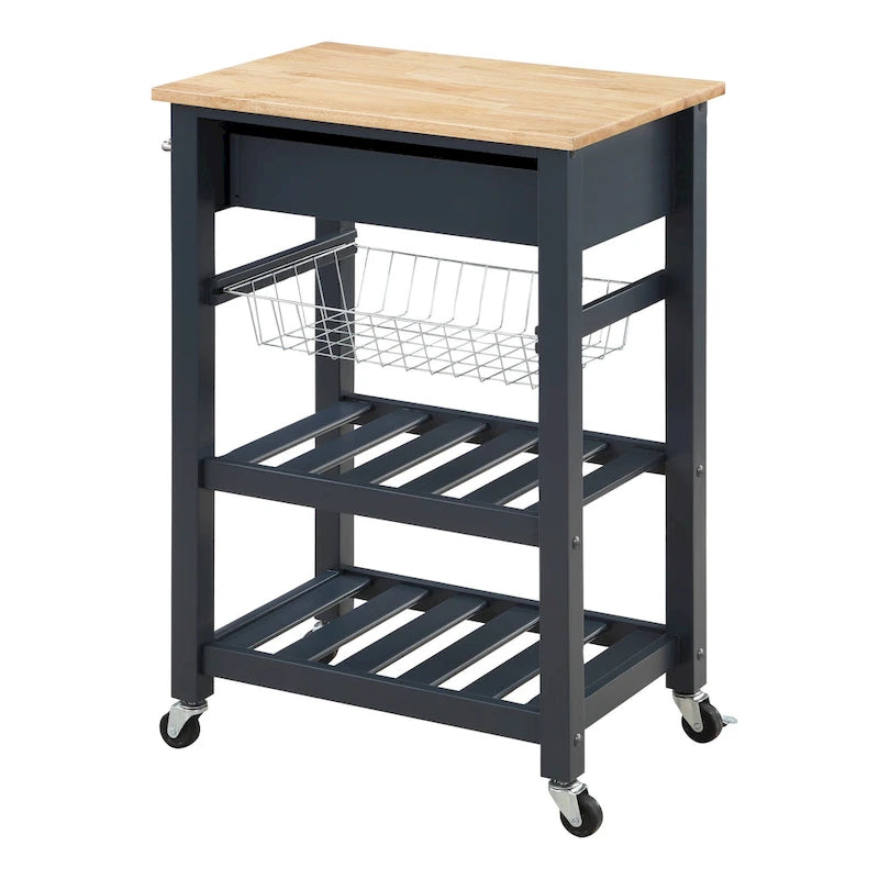 Carrello da Cucina con Ripiani e Cassetto