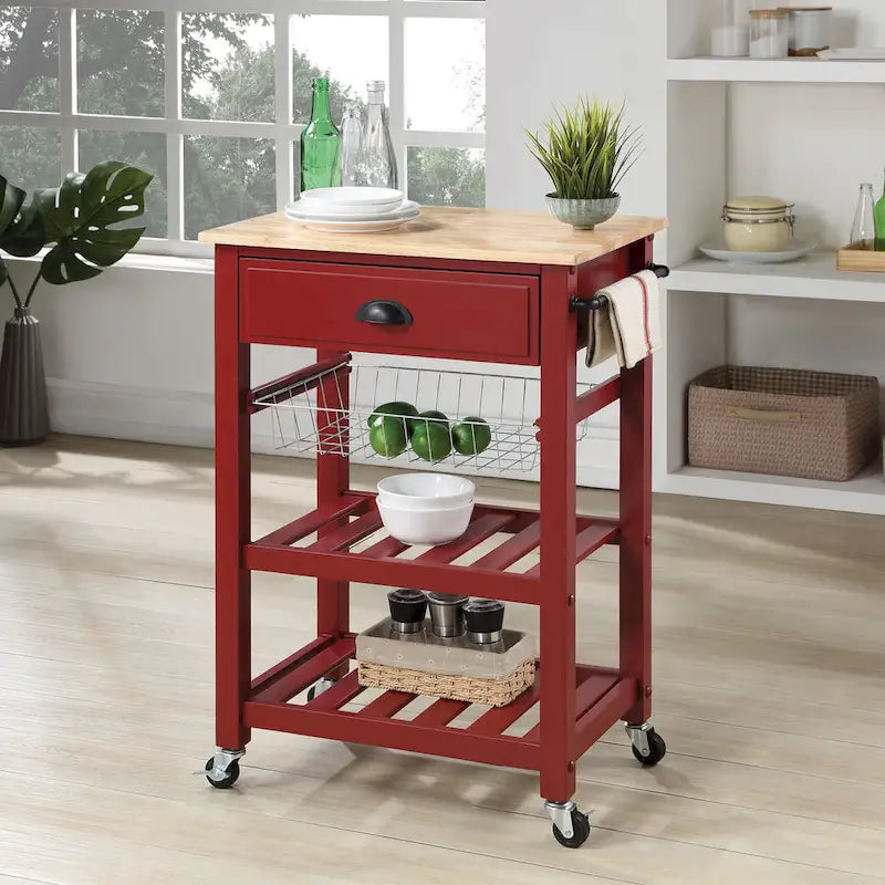 Carrello da Cucina con Ripiani e Cassetto