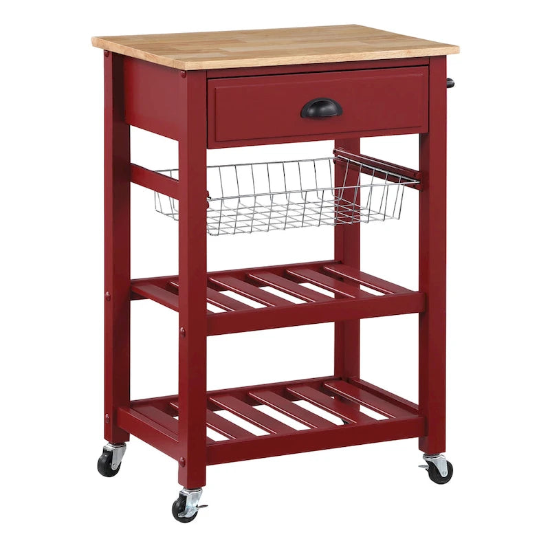 Carrello da Cucina con Ripiani e Cassetto