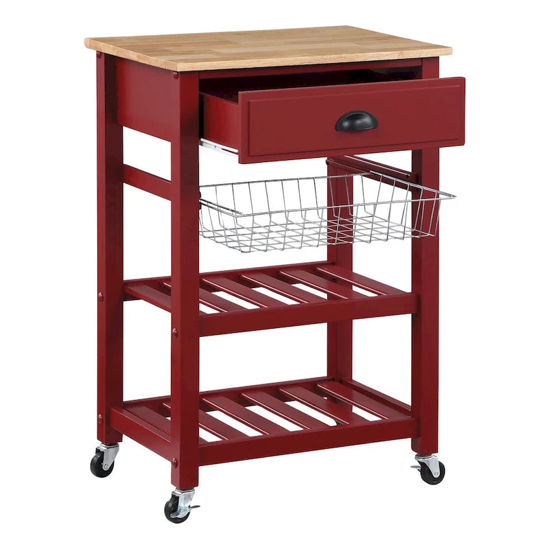 Carrello da Cucina con Ripiani e Cassetto