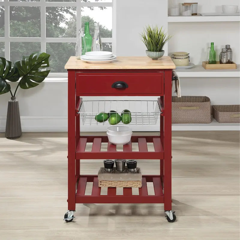 Carrello da Cucina con Ripiani e Cassetto