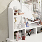 Set da trucco con specchio e lampada, toletta per il trucco con sgabello
