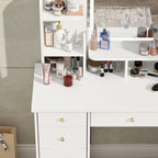 Set da trucco con specchio e lampada, toletta per il trucco con sgabello