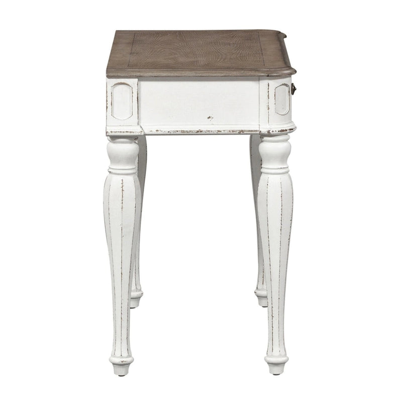 Mobile bagno anticato bianco con specchio e contenitore
