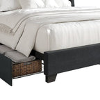 Letto imbottito Wingback con borchie cromate e cassetti contenitore