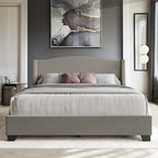 Letto imbottito Wingback con borchie cromate e cassetti contenitore