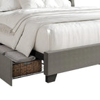 Letto imbottito Wingback con borchie cromate e cassetti contenitore