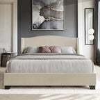 Letto imbottito Wingback con borchie cromate e cassetti contenitore