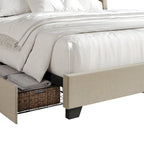 Letto imbottito Wingback con borchie cromate e cassetti contenitore