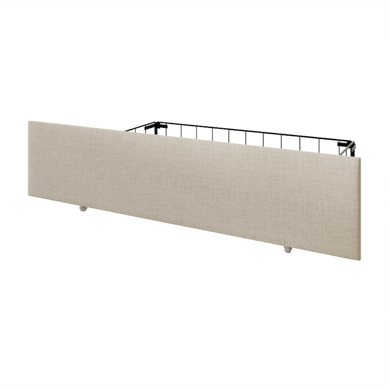 Letto imbottito Wingback con borchie cromate e cassetti contenitore