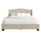 Letto imbottito Wingback con borchie cromate e cassetti contenitore