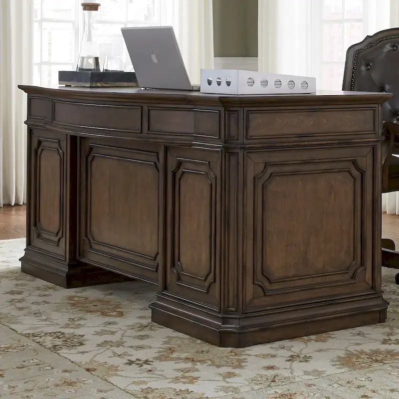 Scrivania direzionale piccola Antique Toffee con vani contenitore