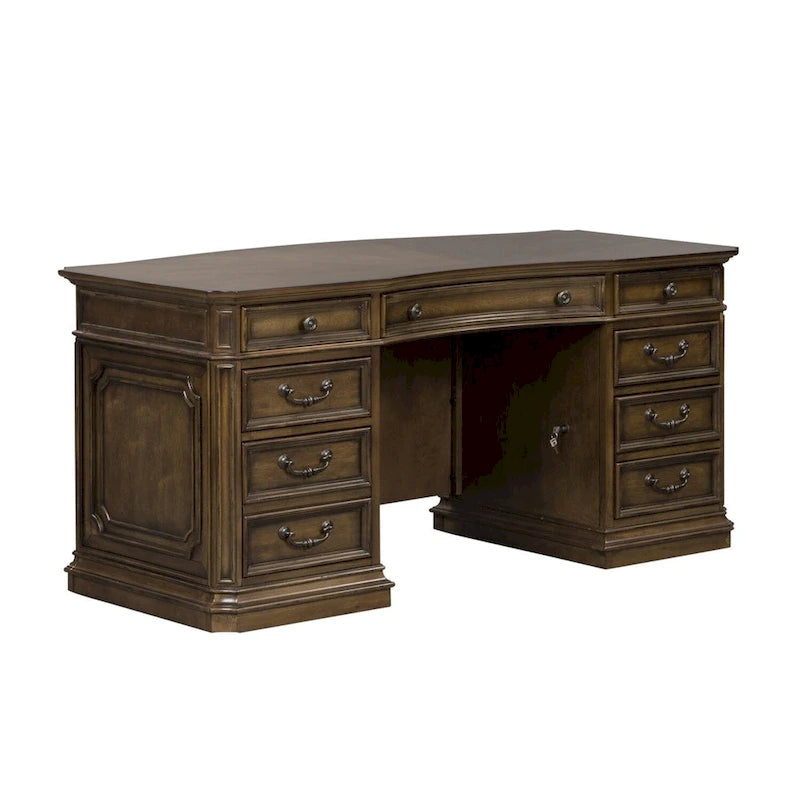 Scrivania direzionale piccola Antique Toffee con vani contenitore