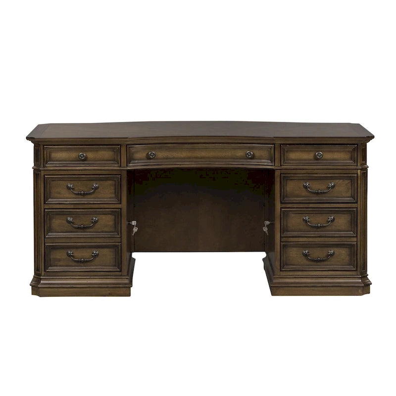 Scrivania direzionale piccola Antique Toffee con vani contenitore