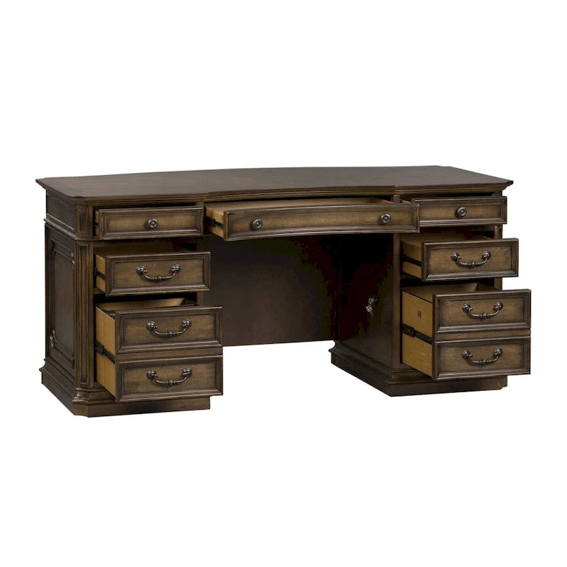 Scrivania direzionale piccola Antique Toffee con vani contenitore