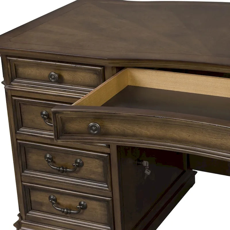Scrivania direzionale piccola Antique Toffee con vani contenitore